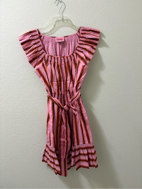 kate spade Dresses & Skirts - Kate Spade Calais pink and brown stripe ruffle flutter dress. Size Large. NWOT